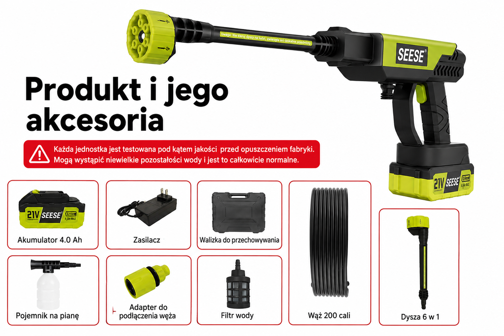 SEESE 21V — bezprzewodowa myjka ciśnieniowa