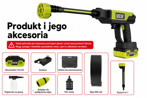 SEESE 21V — bezprzewodowa myjka ciśnieniowa